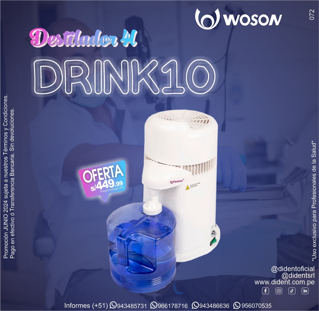 Destilador De Agua L Drink Woson Dident